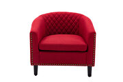 Red linen accent barrel chair living room chair additional photo 2 of 16
