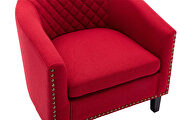 Red linen accent barrel chair living room chair by La Spezia additional picture 12
