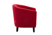 Red linen accent barrel chair living room chair by La Spezia additional picture 13