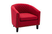 Red linen accent barrel chair living room chair by La Spezia additional picture 14