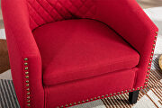 Red linen accent barrel chair living room chair by La Spezia additional picture 15