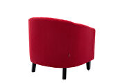 Red linen accent barrel chair living room chair additional photo 3 of 16