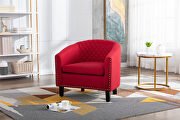 Red linen accent barrel chair living room chair by La Spezia additional picture 8