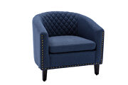 Black navy linen accent barrel chair living room chair additional photo 2 of 16