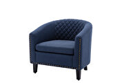 Black navy linen accent barrel chair living room chair by La Spezia additional picture 16