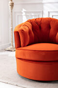 Orange velvet modern leisure swivel accent chair by La Spezia additional picture 10
