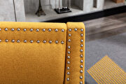 Accent armchair living room chair, yellow linen additional photo 3 of 13