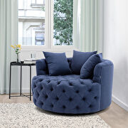 Navy modern swivel accent chair barrel chair for hotel living room additional photo 5 of 8