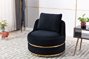 Black velvet swivel accent barrel chair by La Spezia additional picture 11