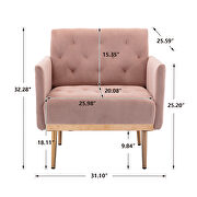 Pink accent chair, leisure single sofa with rose golden feet by La Spezia additional picture 8