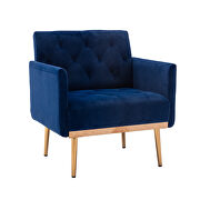 Navy accent chair, leisure single sofa with rose golden feet additional photo 3 of 7