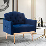 Navy accent chair, leisure single sofa with rose golden feet additional photo 2 of 5