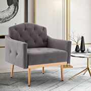 Gray accent chair, leisure single sofa with rose golden feet additional photo 2 of 6