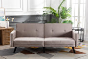 Beige velvet fabric sofa bed sleeper additional photo 2 of 16