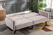Beige velvet fabric sofa bed sleeper by La Spezia additional picture 11