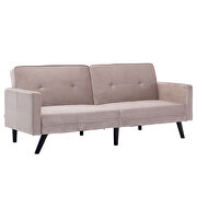 Beige velvet fabric sofa bed sleeper additional photo 5 of 16
