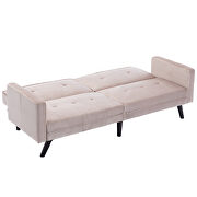 Beige velvet fabric sofa bed sleeper by La Spezia additional picture 8
