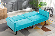Blue velvet fabric sofa bed sleeper additional photo 2 of 16