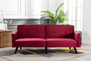 Red velvet fabric sofa bed sleeper by La Spezia additional picture 11