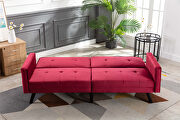 Red velvet fabric sofa bed sleeper by La Spezia additional picture 16
