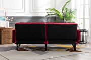 Red velvet fabric sofa bed sleeper additional photo 3 of 16