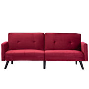 Red velvet fabric sofa bed sleeper additional photo 5 of 16