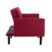 Red velvet fabric sofa bed sleeper by La Spezia additional picture 9