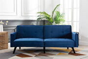 Navy velvet fabric sofa bed sleeper by La Spezia additional picture 16