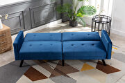 Navy velvet fabric sofa bed sleeper by La Spezia additional picture 9