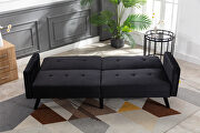 Black velvet fabric sofa bed sleeper additional photo 5 of 17