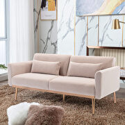 Loveseat beige velvet sofa sofa with metal feet additional photo 2 of 10