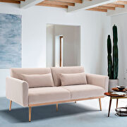 Loveseat beige velvet sofa sofa with metal feet by La Spezia additional picture 7