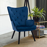 Accent chair living room/bed room, modern leisure chair navy color microfiber fabric by La Spezia additional picture 2