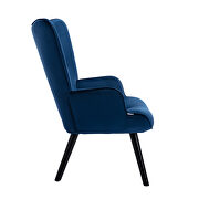 Accent chair living room/bed room, modern leisure chair navy color microfiber fabric additional photo 3 of 12