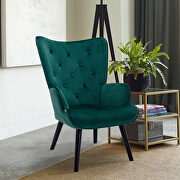 Accent chair living room/bed room, modern leisure chair green color microfiber fabric additional photo 5 of 13