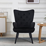 Accent chair living room/bed room, modern leisure chair black color microfiber fabric additional photo 2 of 13
