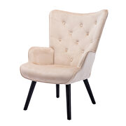 Accent chair living room/bed room, modern leisure chair beige color microfiber fabric additional photo 2 of 13