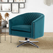 Blue velvet swivel barrel chair with nailheads and metal base by La Spezia additional picture 2