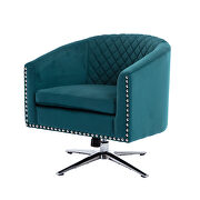 Blue velvet swivel barrel chair with nailheads and metal base by La Spezia additional picture 11