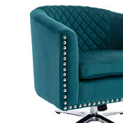 Blue velvet swivel barrel chair with nailheads and metal base by La Spezia additional picture 6