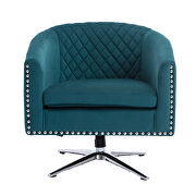 Blue velvet swivel barrel chair with nailheads and metal base by La Spezia additional picture 7