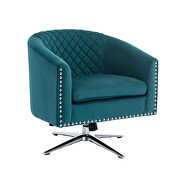 Blue velvet swivel barrel chair with nailheads and metal base by La Spezia additional picture 8