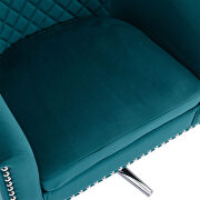 Blue velvet swivel barrel chair with nailheads and metal base by La Spezia additional picture 9