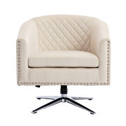 Beige velvet swivel barrel chair with nailheads and metal base by La Spezia additional picture 5