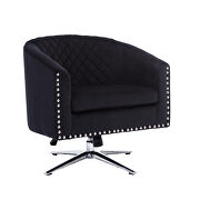Black velvet swivel barrel chair with nailheads and metal base additional photo 2 of 11