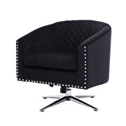 Black velvet swivel barrel chair with nailheads and metal base additional photo 3 of 11