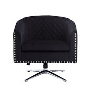Black velvet swivel barrel chair with nailheads and metal base by La Spezia additional picture 7