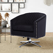 Black velvet swivel barrel chair with nailheads and metal base by La Spezia additional picture 8