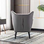 Gray velvet accent armchair living room chair with solid wood legs additional photo 3 of 11