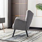 Gray velvet accent armchair living room chair with solid wood legs additional photo 5 of 11